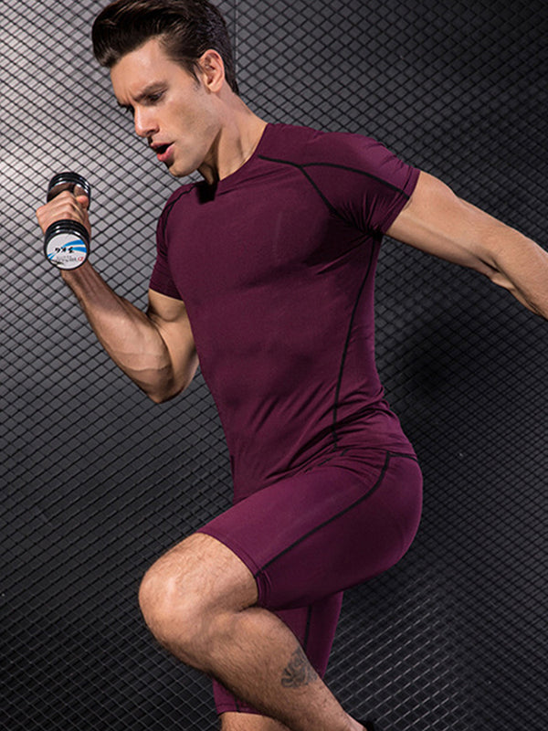 Magliette e Calzamaglia Sportive da Uomo Pronti per l'Allenamento con Taglio Elasticizzato Senza Etichette e Senza Cuciture