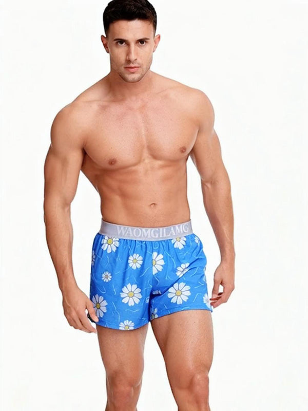 2 قطعة بوكسر رجالي من القطن النقي بتصميم يحافظ على الشكل وطباعة عصرية بارتفاع متوسط