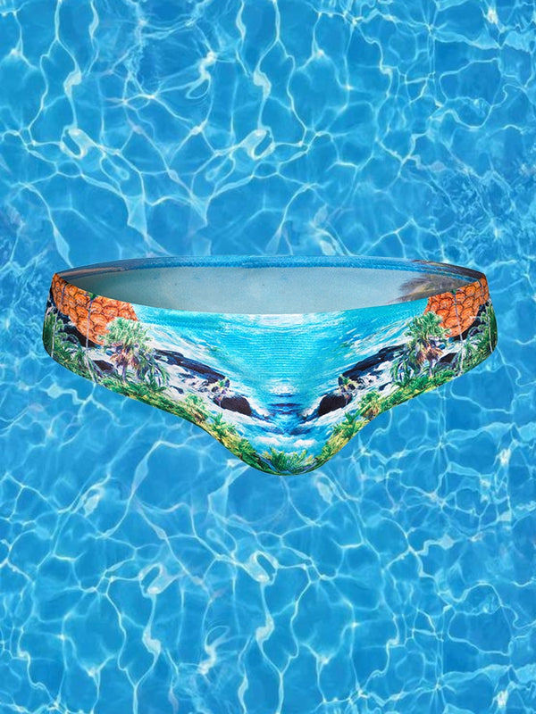 Męskie Slipki kąpielowe przeciw otarciom z elastycznej tkaniny, śmiałe wzory, szybkoschnące