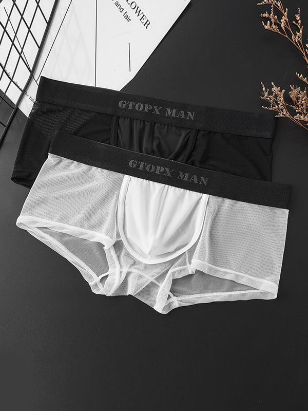2-pack herres åndbare mesh is-silk U-konvekse lavtalje boxer briefs