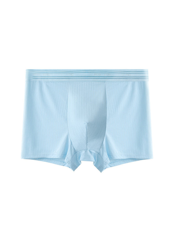 4 قطعة شورت رجالي بدون خياطة مبرد من حرير الجليد مضاد للبكتيريا متوسط الارتفاع شورت بوكسر ضيق