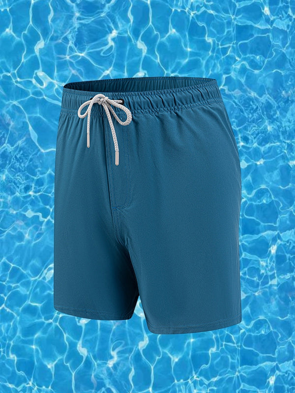 Heren Effen Snel-Drogende Ingebouwde Ademende Mesh Voering Reisvriendelijke Sportieve Boardshorts