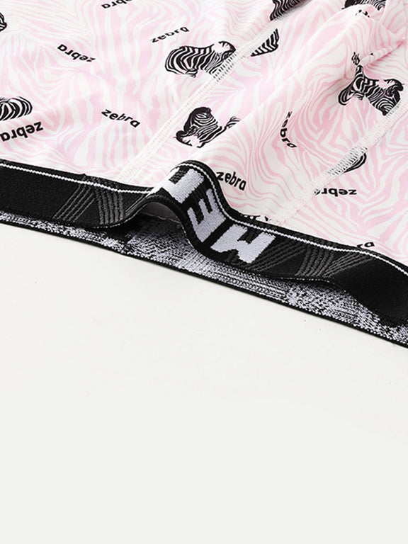 4-Pack Men's Trendy Print Ice Silk Mid-Rise Trunks | Mr Saker