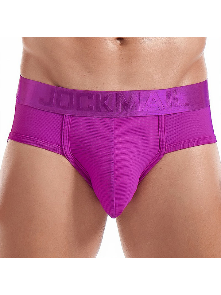 Men's Solid Color Mesh Breathable Sports Fitness Briefs