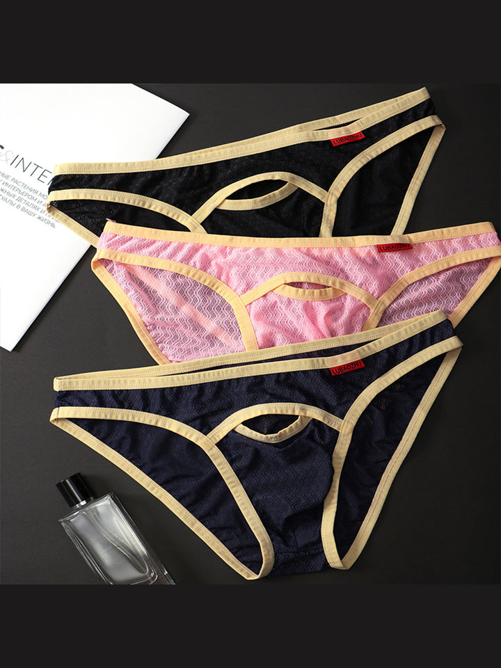 4 Pack Men's Airy Mesh Design Low-Rise Contoured Pouch Briefs | Mr Saker