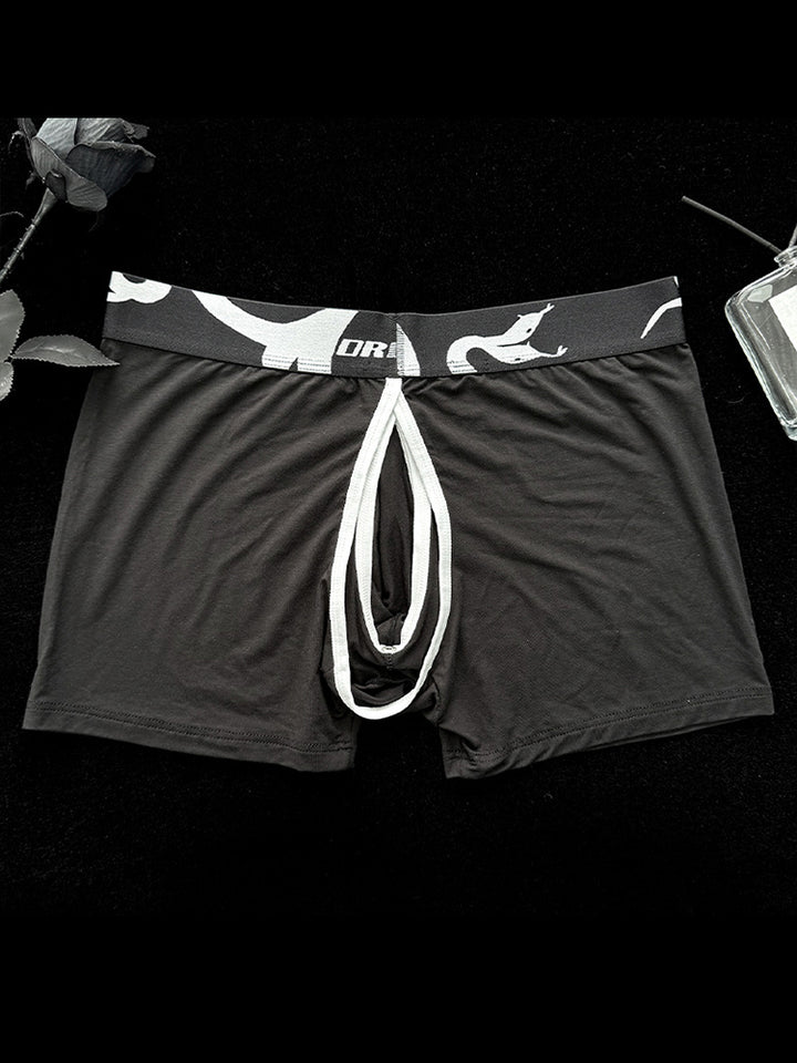 Split Design Boxer Men's Detachable Pouch Easy-Access Open Fly Modal Split-Crotch Boxers ...