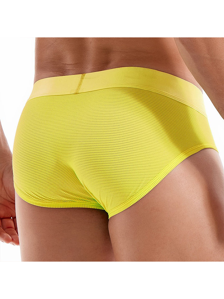 Men's Solid Color Mesh Breathable Sports Fitness Briefs