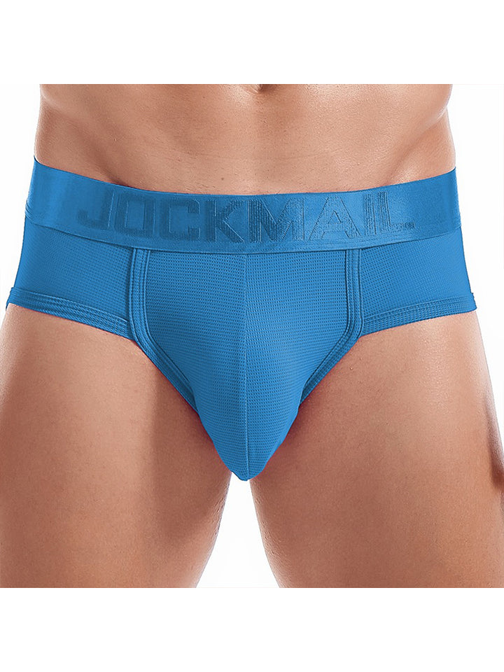 Men's Solid Color Mesh Breathable Sports Fitness Briefs