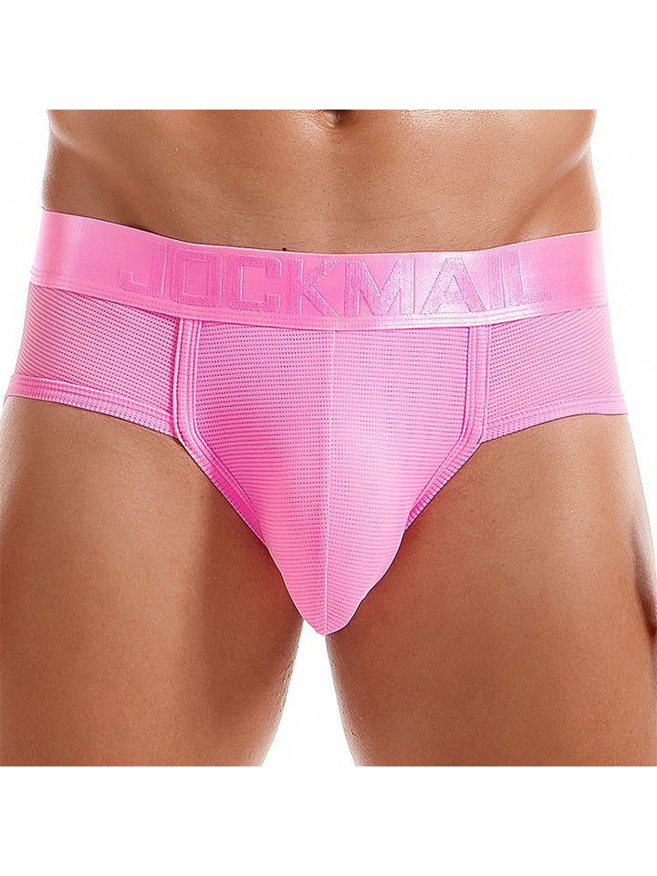 Men's Solid Color Mesh Breathable Sports Fitness Briefs