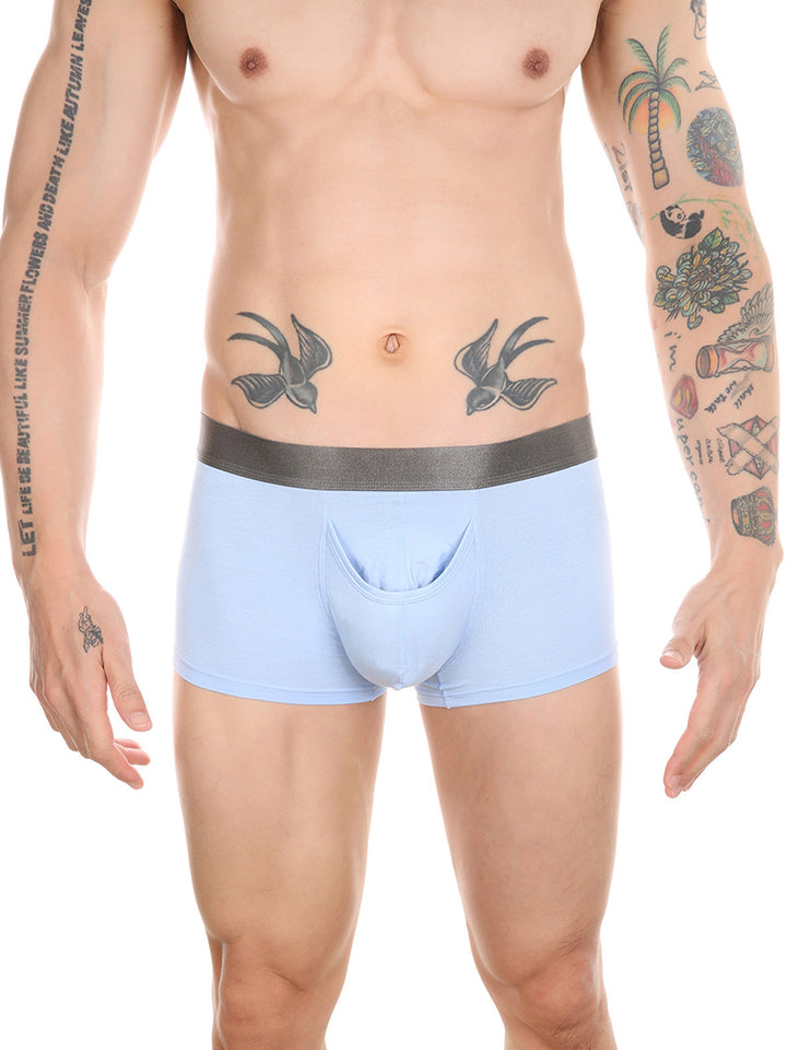 Akiihool Men's Underwear Men's Dual Pouch Underwear Micro Modal Trunks  Separate Pouches with Fly (C,3XL)