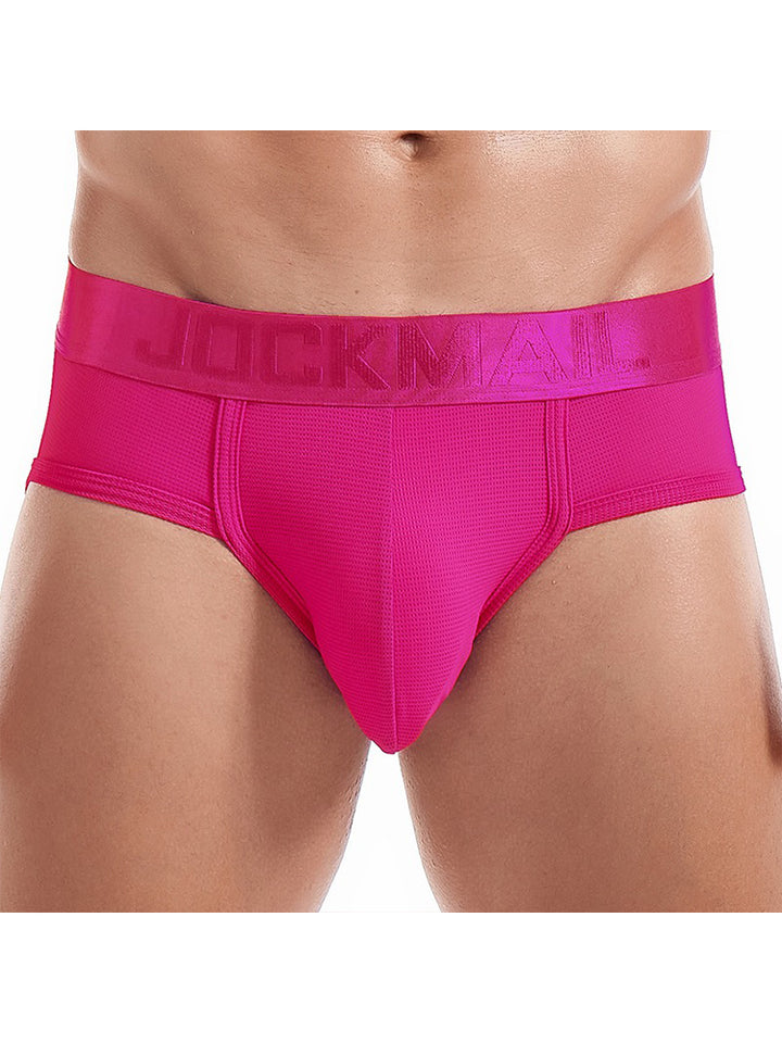 Men's Solid Color Mesh Breathable Sports Fitness Briefs