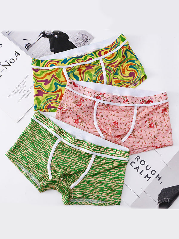 3 szt. Męskie seksowne U-kształtne siateczkowe oddychające bokserki Slipy