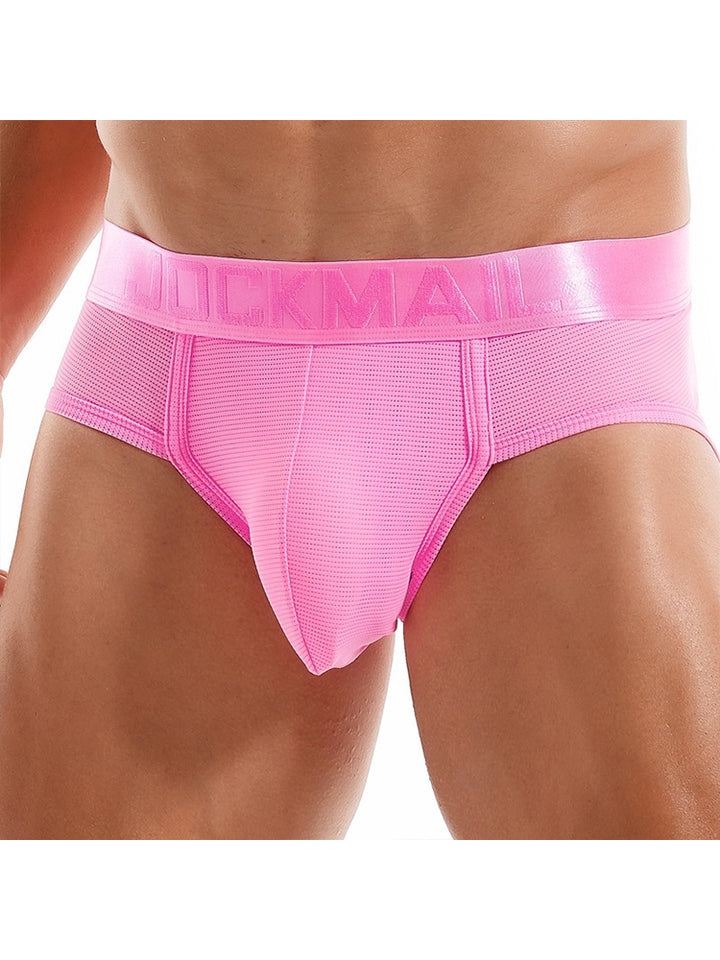 Men's Solid Color Mesh Breathable Sports Fitness Briefs