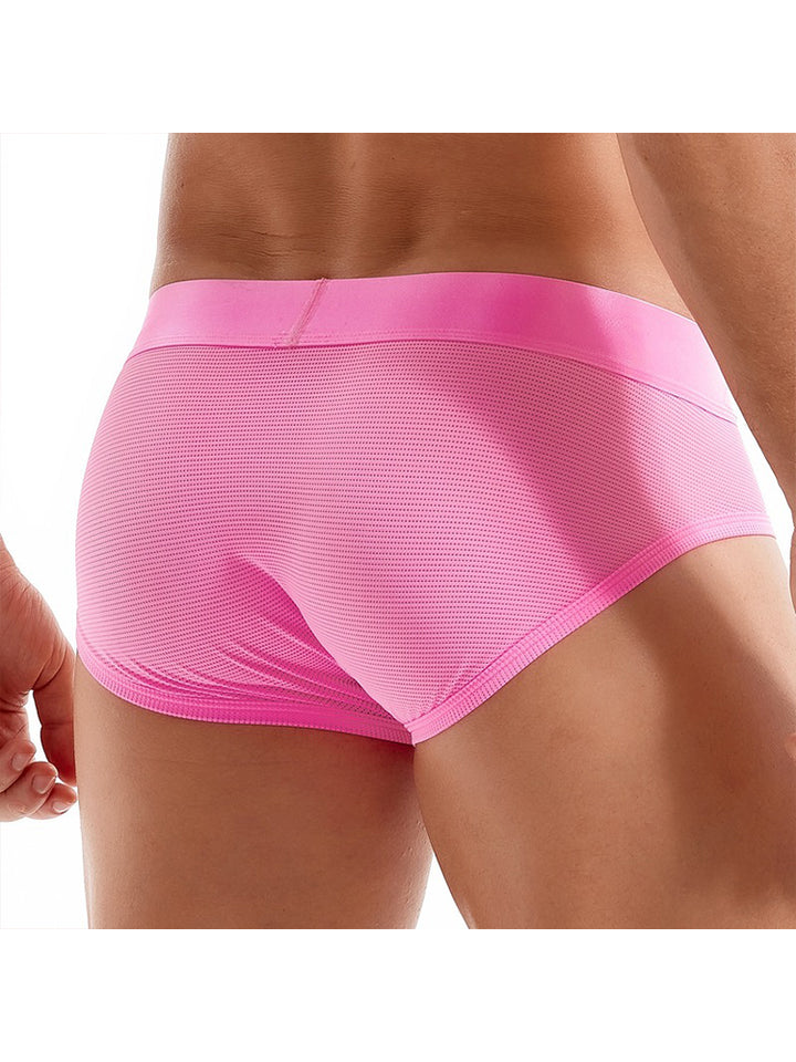 Men's Solid Color Mesh Breathable Sports Fitness Briefs