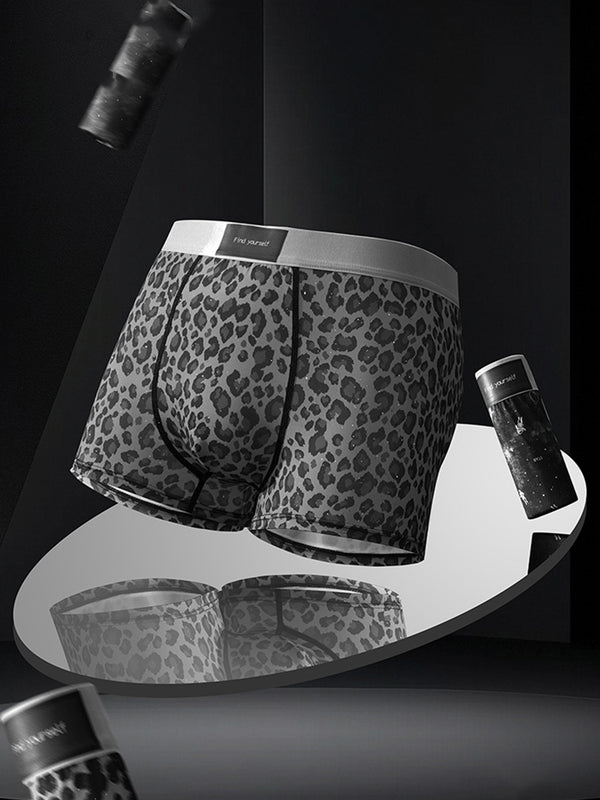 3 kpl miesten jääsilkkileopardikuvioitu Trunks