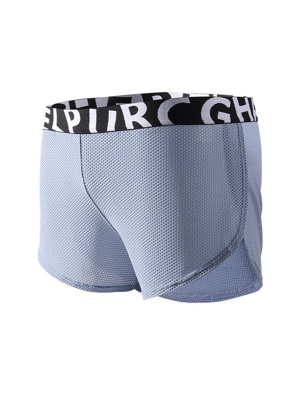 2 قطعة من سراويل البوكسر الرجالية من الحرير الجليدي ذات الشقوق الجانبية الرياضية الفضفاضة المرنة للاسترخاء والنوم