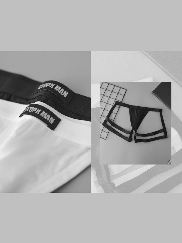 2 Pack Men's Low-Rise Strap Bikini with Support Pouch – Sexy Leg Strap ...