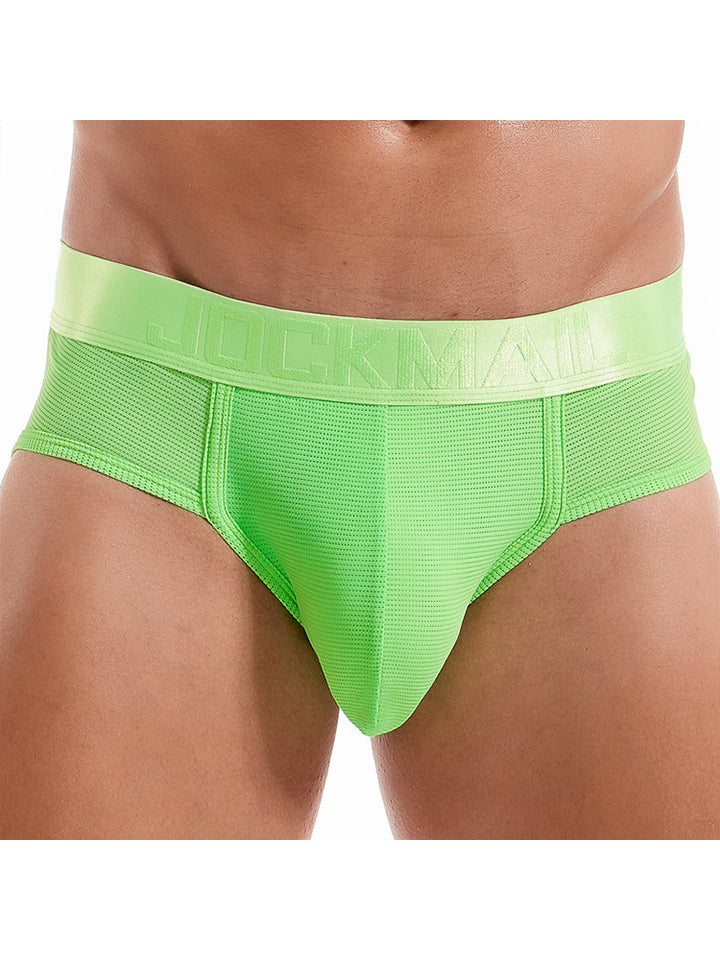 Men's Solid Color Mesh Breathable Sports Fitness Briefs
