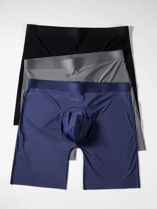 2 Confezioni Boxer a metà coscia Uomo in Seta Ghiacciata Antisfregamento Asciugatura Rapida Senza Cuciture