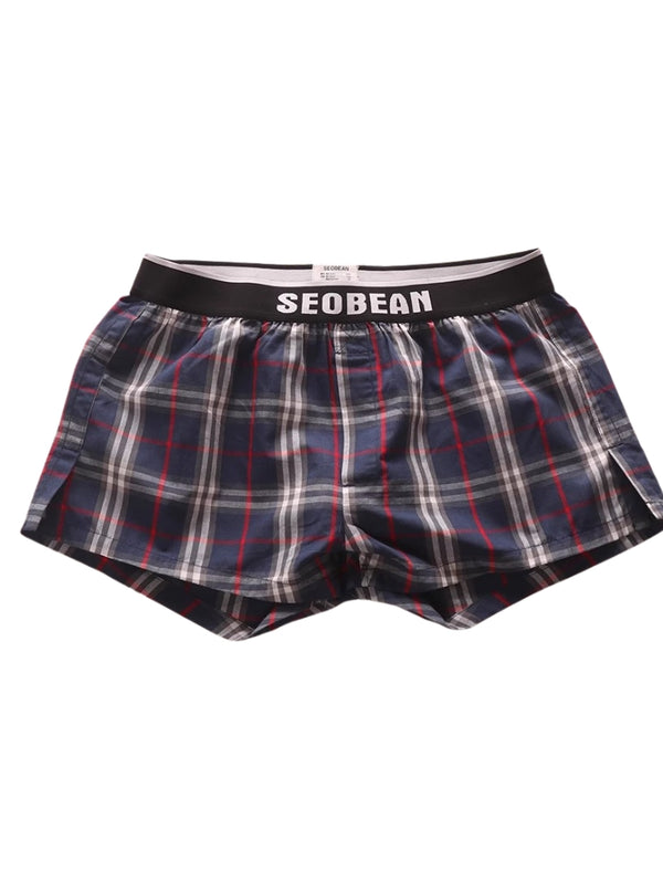 2 Pack Men's Trendy Plaid Design Zero-Irritation Cooling Airflow Supportive Boxers Shorts