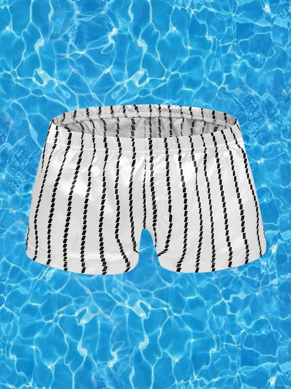 Bañador largo casual de rayas vintage con absorción de humedad para hombre