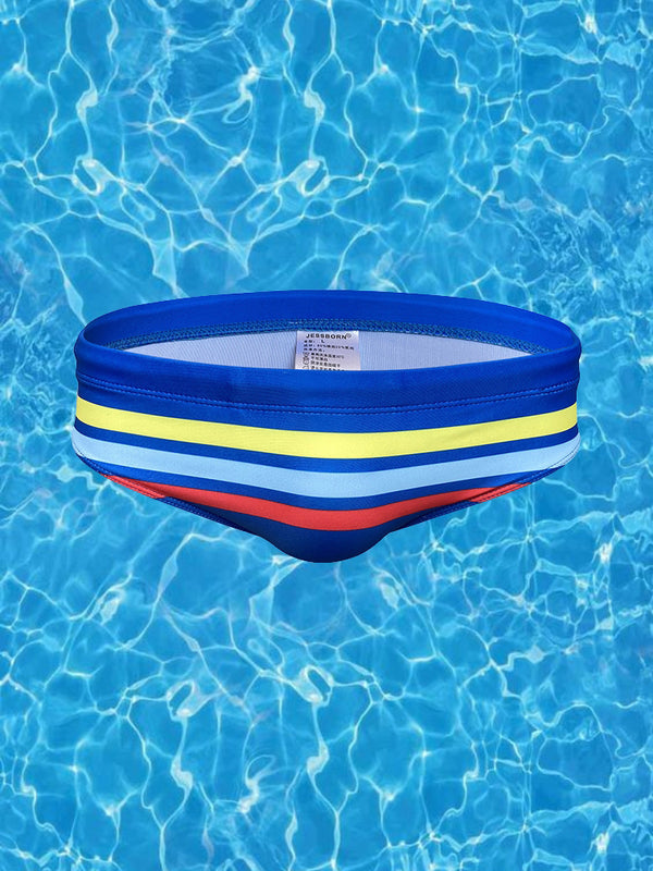 Herrars 4-Way Stretch Perfekt Passform Färgglada Randiga Simbriefs