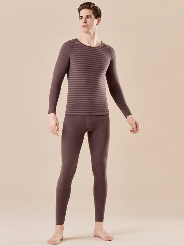 Męskie Antybakteryjne Pogrubione Szczotkowane Wyszczuplające Poziomy Pasek Wzór Komplety termiczne