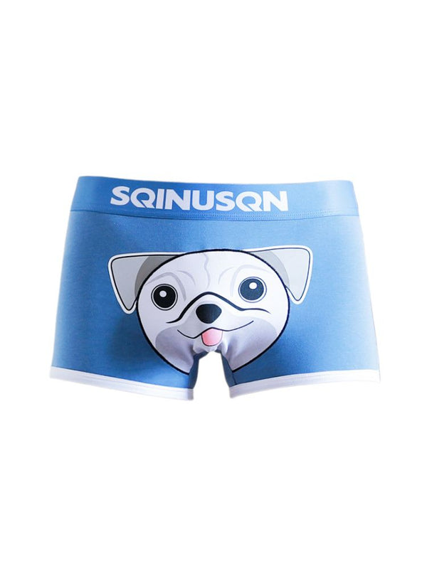 3 Pack Men's Comfortable Cotton Printed Mid-Rise Anti-Chafing Trunks