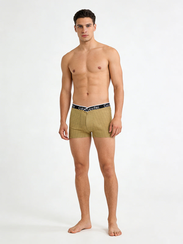 3 Pack Men's Low-Rise V-Shape Waistband Trendy Loose Fit High-Stretch Trunks