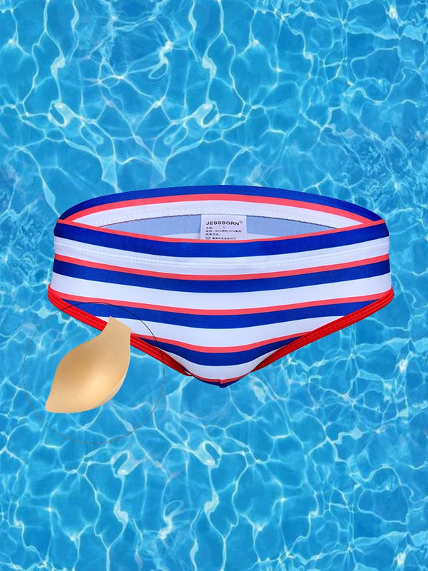 Herrblå & vitrandiga bekväma midjeband Simbriefs