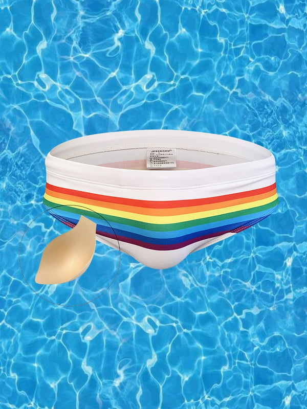 Herren Badehose mit farbenfrohen Streifen, dehnbarer Passform und bequemem Bund