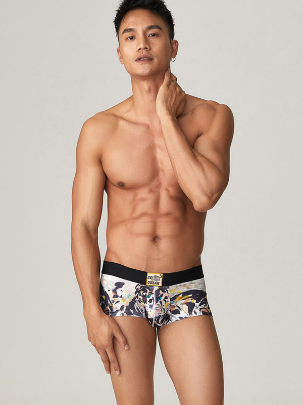 2パック メンズ ボールドプリント コンフィーウエストバンド ストレッチフィット ソフト トランクス