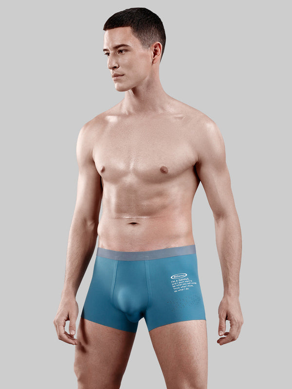 Men's Dual-Raised Support Seamless Solid Color Trunks