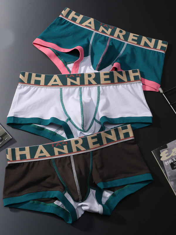 Męskie, 3-pakowe, oddychające bawełniane spodenki kąpielowe w łączonych kolorach