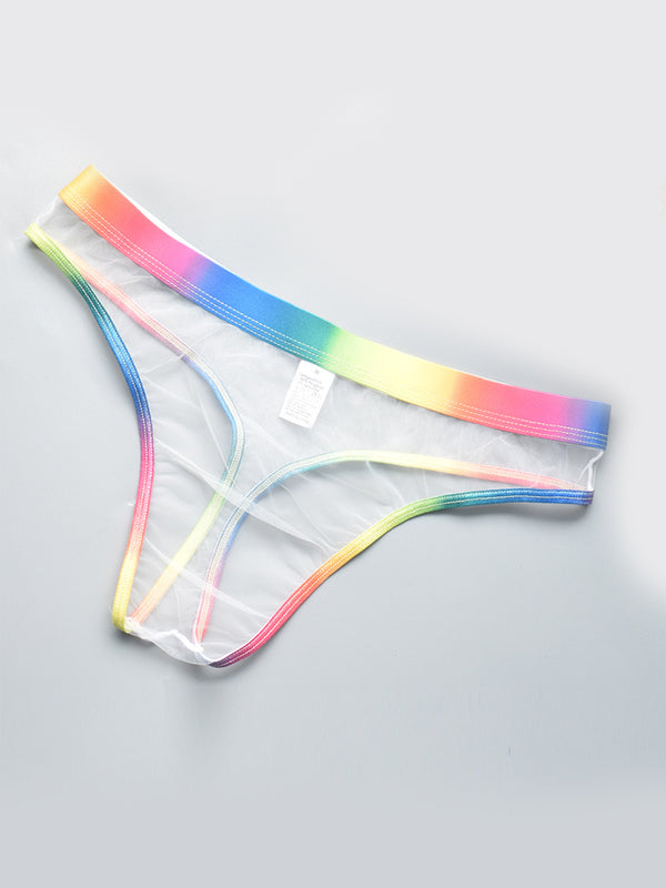 3er-Pack Herren Rainbow Trim Sheer Mesh Tanga