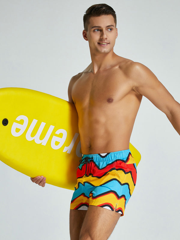 Men's Vibrant Graphic Odor-Control Comfy Waistband Casual Board Shorts