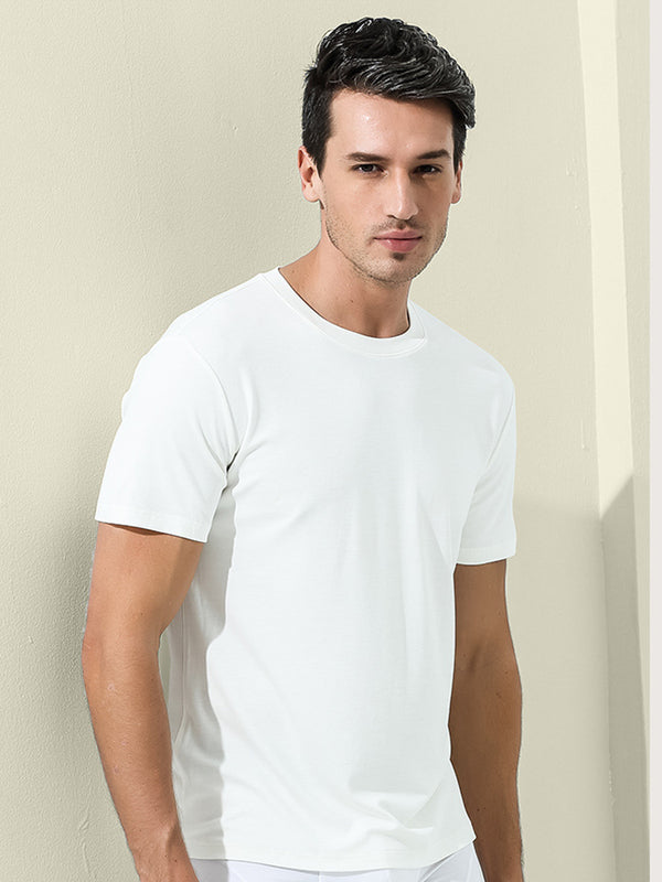 Men's Double-Faced Modal Crewneck Base Layer Casual Ultra-Soft Tagless T-Shirt