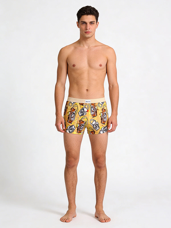 3 Pack Men's Trendy Print Ice Silk & Breathable Casual Style Boxers Shorts