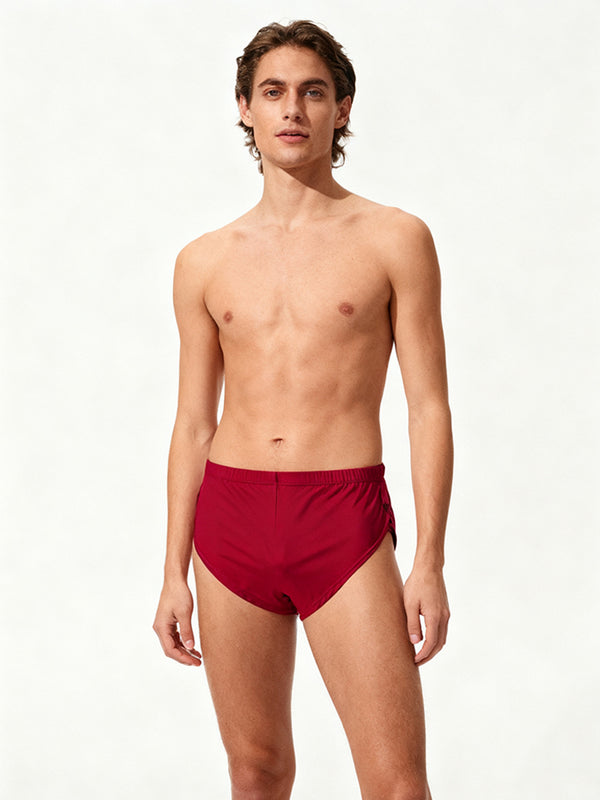 2 قطعة من سراويل الرجال الداخلية ذات اللون الموحد، ملمس ناعم كالجلد الثاني، تجف بسرعة