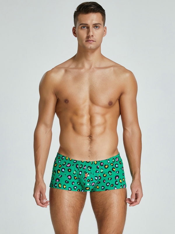 2パック メンズ 通気性コットン プリント ローライズ シームレス 快適 トランクス