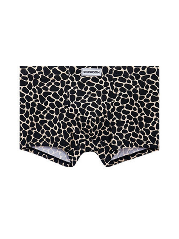 4 Pack Men's Leopard Print Mid-Rise Breathable Antibacterial Trunks
