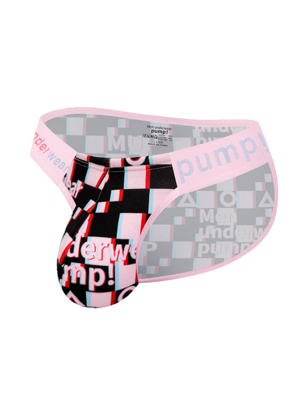 2 Szt. Męskie Oddychające Slipy z Powiększoną Kieszenią i Nadrukiem Alfabetu