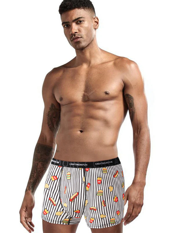 4 قطع شورت رجال مطبوع بقماش سريع الجفاف مريح ومرن خفيف الوزن شورت بوكسر ضيق