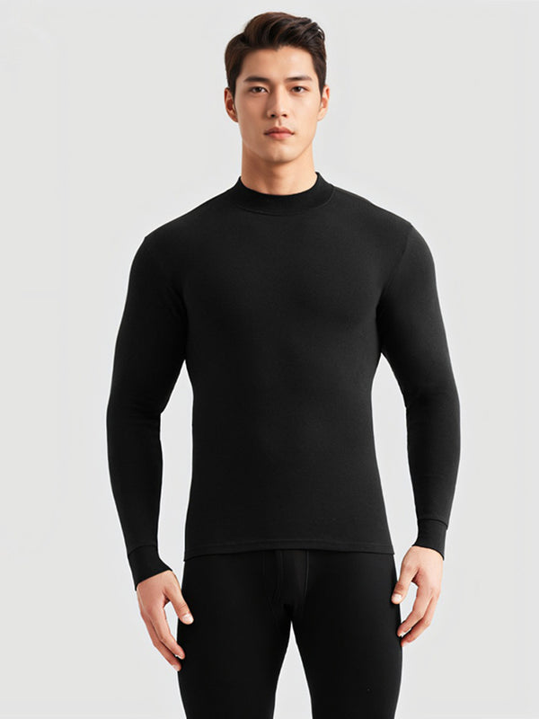 Męskie komplety termiczne z czystej bawełny z okrągłym dekoltem, cienka bielizna termoaktywna, bezszwowy komfort