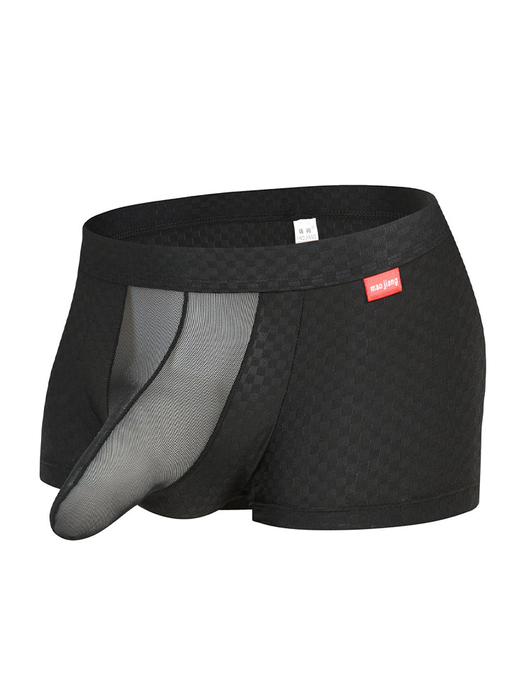 Men's Low-Rise Mesh Trunks – Breathable Nylon with 3D Pouch Support ...
