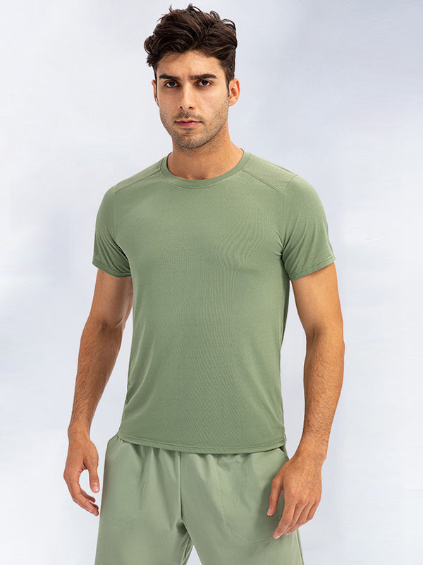 Men's Comfortable Round Collar Breathable Fitness Short Sleeve